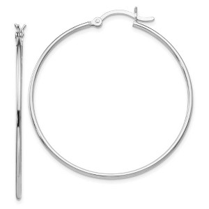 Black Bow Jewelry 1.25mm Sterling Silver Polished Round Hoop Earrings, 40mm (1 1/2 in) - 1 of 4