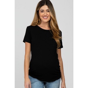 PinkBlush Black Basic Short Sleeve Maternity Top - 1 of 4