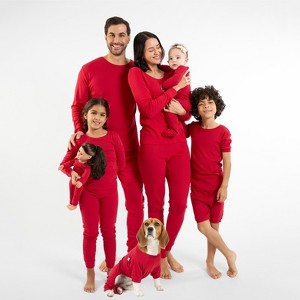 Leveret Matching Family Pajamas – Solid Red – 100% Cotton – Customizable for Personalization - 1 of 4