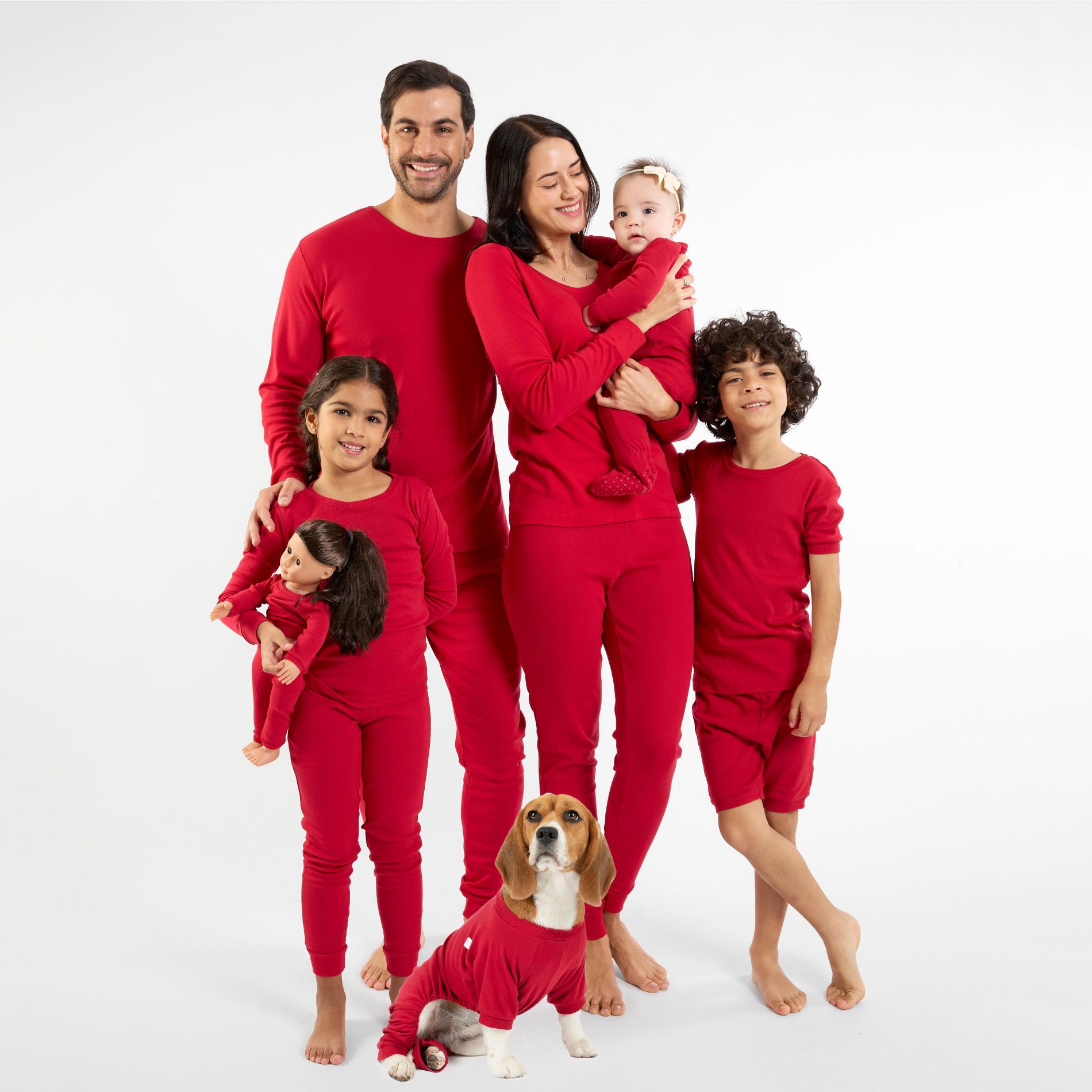 Leveret Cotton Matching Family Pajamas Solid Red
