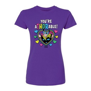 Women's - Marvel - Thor Valentine You're Athorable Fitted Graphic T-Shirt - 1 of 2