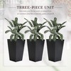 Gulches Set of 3 Tall Planters with Drainage Hole, Outdoor Flower Pots, Indoor Planters for Porch, Front Door, Entryway, Patio and Deck, Black - 4 of 4