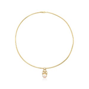 Ross-Simons 3.5-10mm Cultured Pearl and .20 ct. t.w. Lab-Grown Diamond Pendant Necklace in 18kt Gold Over Sterling - 1 of 4