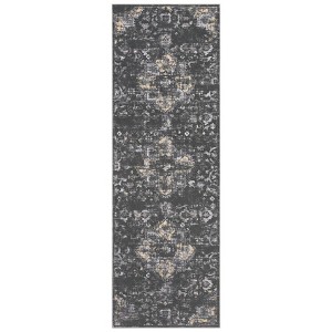 Vintage Distressed Floral Medallion Area Rug for Living Room, Washable Non Slip Retro Accent Throw Carpet for Bedroom - 1 of 4