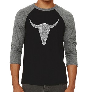 LA Pop Art Men's Raglan Baseball Word Art T-shirt - COUNTRY MUSIC'S ALL TIME HITS - 1 of 4