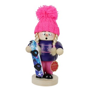 Steinbach Wooden Big Smoker Snowboard Girl Nutcracker, 10" - 1 of 4
