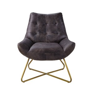31" Dhalsim Accent Chair Antique BlackTop Grain Leather - Acme Furniture: No Assembly, Spot Clean, Wood Frame, Armless Design - 1 of 4