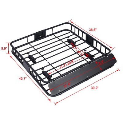 Black Steel Roof Rack Cargo Carrier Basket for Camping and Traveling