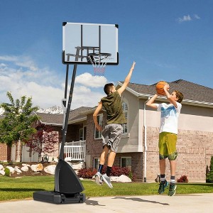 Resenkos 5-10ft Adjustable Basketball Stand with 44" Shatterproof Backboard and Wheels - Black - 1 of 4
