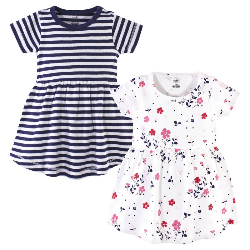 Touched by Nature Baby and Toddler Girl Organic Cotton Short-Sleeve Dresses 2pk, Floral Breeze, 1 of 5