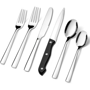 Attop 48-Piece Silverware Set with Steak Knives for 8, 18/8 Stainless Steel Flatware Cutlery Set Mirror Polished - 1 of 4
