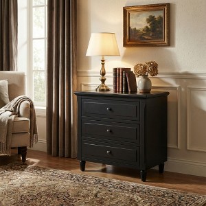 Airsurfer 3-Drawer Sleek Black Nightstand of Drawers Modern Elegant Storage Chest Bedroom Organizer for Bedroom Organization - 1 of 4