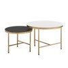 Modern Round Nesting Coffee Table Set 2-Piece Black & White Sintered Stone Top Gold Base in 23.6''&17.7'' - 4 of 4