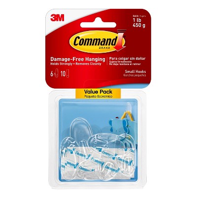 Command 6 Hooks 8 Strips Mini Clear Decorative Hooks : Target