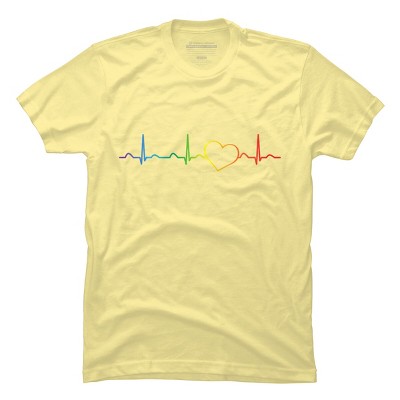 Adult Design By Humans Rainbow Pride Heartbeat By Luckyst T-Shirt
