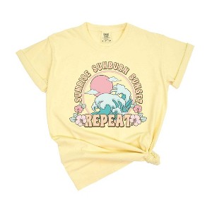 Simply Sage Market Women's Sunrise Sunburn Repeat Wave Short Sleeve Garment Dyed Tee - 1 of 3