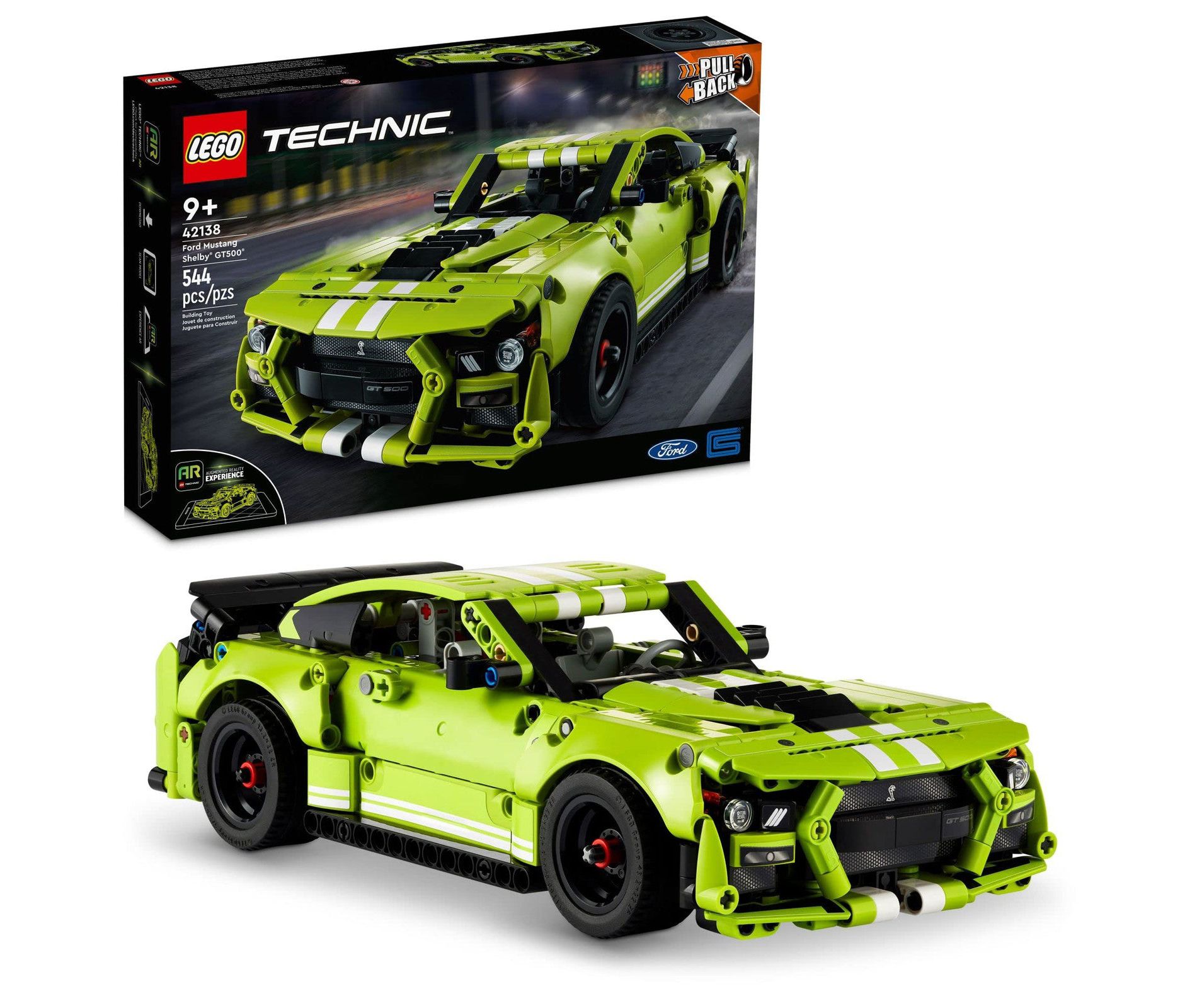 LEGO Technic Ford Mustang Shelby GT500 Building Set 42138 - Pull Back Drag Race Toy Car Model Kit