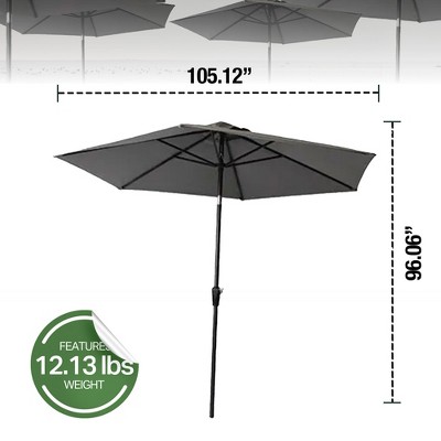 Gray and Brown Sling Fabric 9-Foot Outdoor Market Umbrella with Crank Tilt