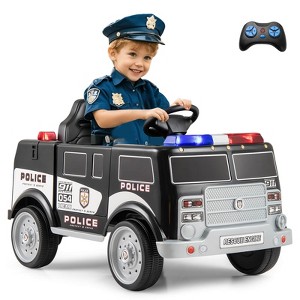 Costway Kids Ride on Police Car with 3 Speeds Megaphone Music FM Radio Flashing Lights - 1 of 4