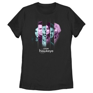 Women's Marvel Hawkeye Kate Bishop and Lucky the Pizza Dog Split Panels T-Shirt - 1 of 4