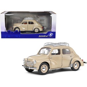 1956 Renault 4CV Beige Tourterelle with Roof Rack 1/18 Diecast Model Car by Solido - 1 of 4