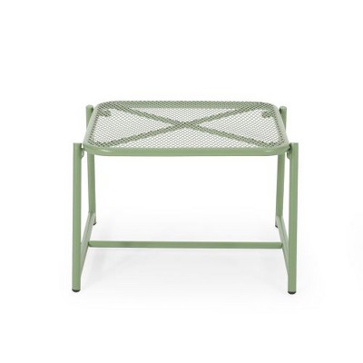 Modern Mesh Outdoor End Table, Rectangle Powder-Coated Metal Patio End Table for Outside Use, Patio Side Table -Christopher Knight Home