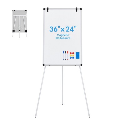 INFURNIC Whiteboard Easel Magnetic White Board Dry Erase Porbable Boards Height Adjustable with Stand for School Office Home, White, 23.6"*1.57"*62.4"