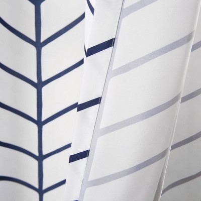 Navy and White Chevron Geo Window Curtain Panels Set
