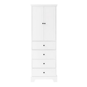 VYNXARIA Storage Cabinet with 2 Doors and 4 Drawers - Adjustable Shelf for Bathroom and Office, MDF Board with Painted Finish,White - 1 of 4