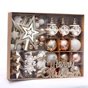 70 Pcs Christmas Ball Ornaments Set, Hanging Assortment Set, Merry Christmas Sign & Tree Toppers, Xmas Indoor Outdoor Party Home Decor, Champagne - 1 of 1