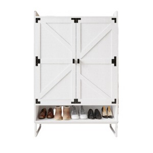 Farmhouse Shoe Cabinet with Doors, Shoe Storage Cabinet with Adjustable Shelves, Wooden Shoes Rack for Entryway, Hallway, Closet, Living Room - 1 of 4