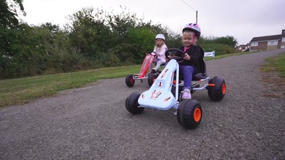 Light Blue Adjustable Pedal Go Kart with Plastic Wheels