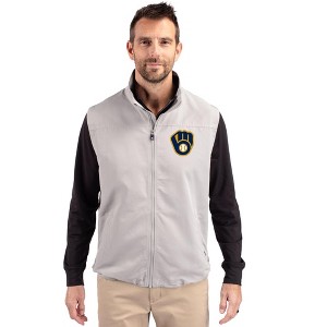 Milwaukee Brewers Cutter & Buck Charter Eco Recycled Mens Full-Zip Vest - 1 of 1