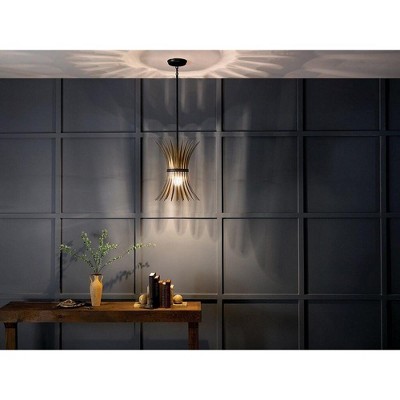 Baile Mini Pendant in Black with Natural Brass Accents and Glass Shade