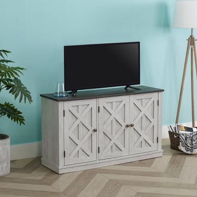 48 in. Rustic Off-White Wood TV Stand with Cabinet