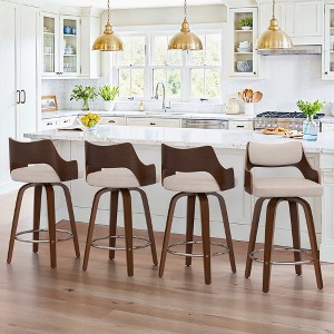 Arceso 26" Swivel Counter Height Bar Stools,Mid-Century Wooden Barstools with Backs for Kitchen Restaurant - 1 of 4