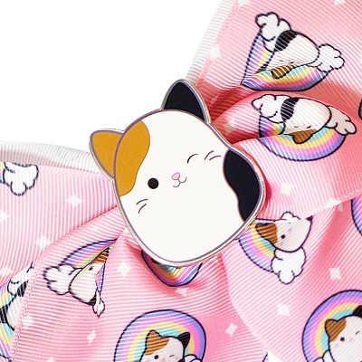 Squishmallows Large Printed Hair Bow with Added Metal Charm - Alligator Hair Clip