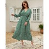 Plus Size Women's V Neck Long Sleeve Maxi Dress Floor Length Elegant Casual - 4 of 4
