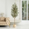 Artificial Olive Tree with Wood Trunk, 5/6/7ft Pencil Faux Olive Trees - UV Resistant Floor Plants for Home Decor - Living Room, Entryway, Foyer - 3 of 4