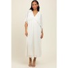 PinkBlush Cream Pleated V Neck Maternity Maxi Dress - 3 of 3