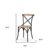 HomeRoots Light Brown and Black Solid Wood And Iron Cross Back Dining Side Chair - 3 of 4