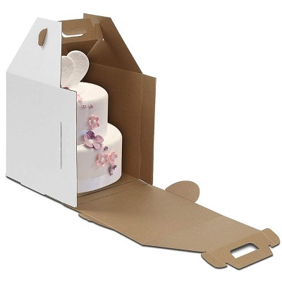 W PACKAGING WPTC1820WK 18x18x20 White/Kraft Plain Tiered Cake Box, No Window, Lock Corner, B-Flute (Pack of 10)