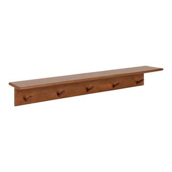 36" x 5" Alta Wood Shelf with 5 Posts Walnut Brown - Kate & Laurel All Things Decor