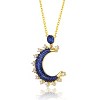 Guili Sterling Silver Moon Charm Necklace with Gold and Black Plating, Featuring Sapphire Cubic Zirconia for a Celestial Jewelry Style - 2 of 3