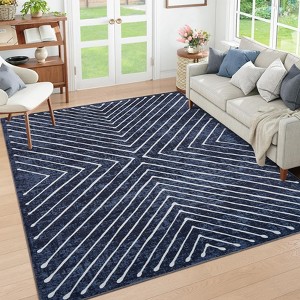 Area Rugs for Living Room Washable Geometric Rug Stripe Farmhouse Non Slip Low Pile Soft Rug for Bedroom - 1 of 4