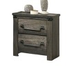 Vynxaria Rustic Farmhouse 1pc Bedside Table Nightstand - Melamine Paper, Engineered Wood/Rubberwood/Metal, Antique Brass Drop Handles, Rustic Gray - 2 of 4