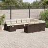 vidaXL 11 Piece Patio Sofa Set with Cushions - Brown and Cream - 2 of 4