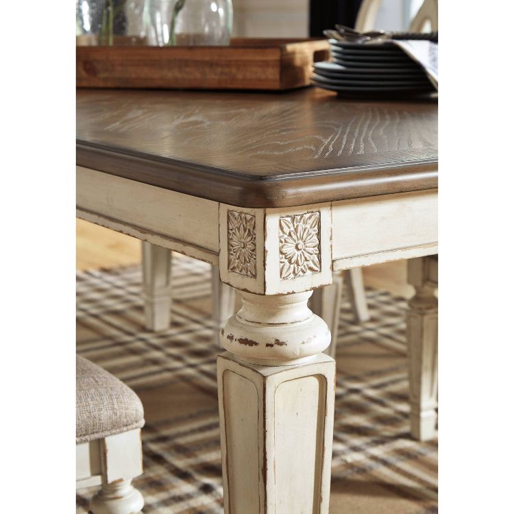 Realyn Rectangular Extendable Dining Table Chipped White: Seats 8, French Country Style - Signature Design by Ashley, 6 of 12