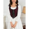 KOJOOIN Women's Vintage Floral Corset Lace-Up Fishbone Print Vest Renaissance pirate costume Dark red rose L - 4 of 4