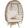 360¡ã Swivel Patio Egg Chair Outdoor - Wicker Swivel Egg Chair Oversized Patio Lounge Chairs with Cushions, Metal Frame Stand - 2 of 4